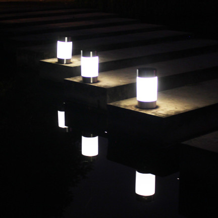 TG71391 Lampa ogrodowa solarna, lampki inox 3szt., gruntowa wbijana, słupek solar led