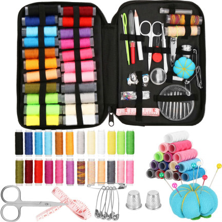 TG63649 ZESTAW KRAWIECKI PRZYBORNIK DO SZYCIA AKCESORIA XL NICI IGŁY miarka + ETUI