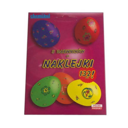 CHEM0083 NAKLEJANKI NAKLEJKI+ 5 BARWNIKÓW DO JAJEK PISANEK BARWNIKI NA WIELKANOC