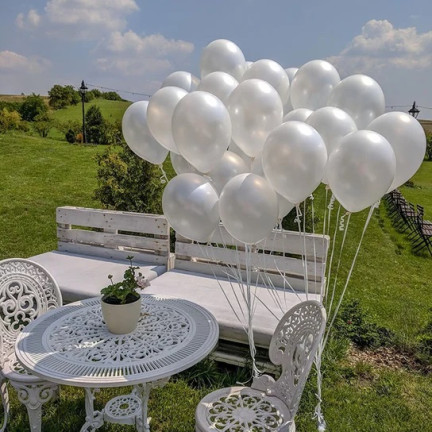 TG53243-4 BALONY 100SZT PERŁOWE BIAŁE ŚLUB KOMUNIE URODZINY