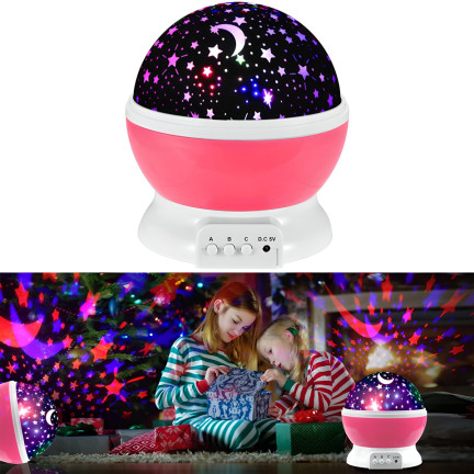 TG56632-2 LAMPKA NOCNA PROJEKTOR GWIAZD NIEBA OBROTOWA 360 RÓŻ