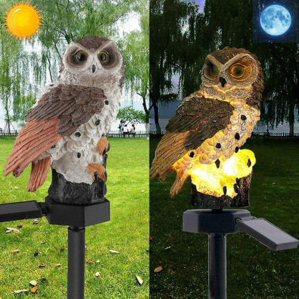 TG71281 Lampa solarna sowa, led ogrodowa, lampka wbijana, dekoracja do ogrodu