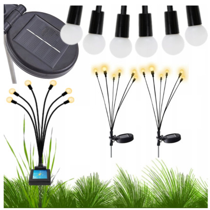 TG71287 Lampa solarna, kuleczki solarne 10led, zestaw 2szt. ogrodowe wbijane lampki, kiwaczki na balkon