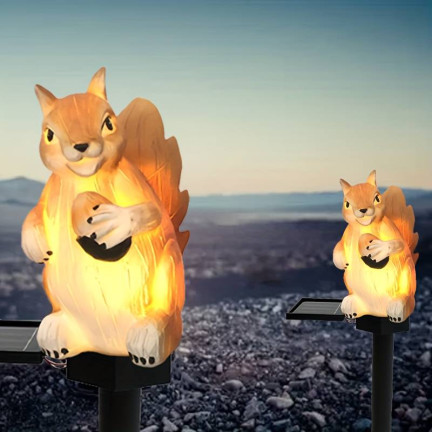 TG71282 Lampa solarna wiewiórka, wbijana lampka ogrodowa led, czujnik zmierzchu solar