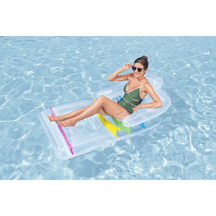 43011 MATERAC DMUCHANY PLAŻOWY FOTEL Z OPARCIEM BESTWAY NA PLAŻĘ WAKACJE