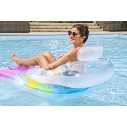 43011 MATERAC DMUCHANY PLAŻOWY FOTEL Z OPARCIEM BESTWAY NA PLAŻĘ WAKACJE