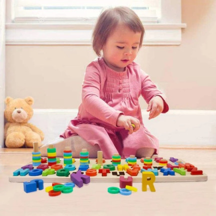 TG67011 DREWNIANA UKŁADANKA SORTER MONTESSORI ALFABET CYFRY NAUKA