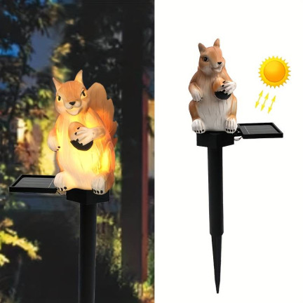 TG71282 Lampa solarna wiewiórka, wbijana lampka ogrodowa led, czujnik zmierzchu solar