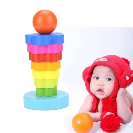TG67026 PIRAMIDKA SORTER Montessori WIEŻA KLOCKI DREWNIANE UKŁADANKA
