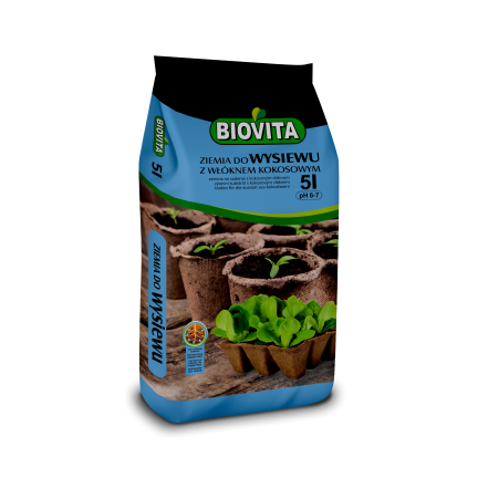 BIO5 ZIEMIA DO WYSIEWU NASION GOTOWA PIKOWANIA ROZSADY Z WŁÓKNEM KOKOSOWYM 5L