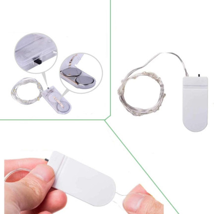 TG66259-1 LAMPKI CHOINKOWE Na DRUCIKU 10 LED MIKRO GIRLANDA ZIMNY BIAŁY + baterie