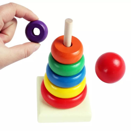 TG50038 PIRAMIDKA SORTER Montessori WIEŻA KLOCKI DREWNIANE