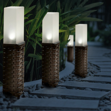 TG66774 Lampa solarna ogrodowa, rattan, rattanowe lampki led 4szt., słupek wbijany solar