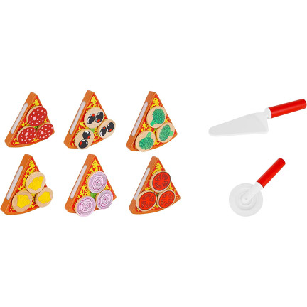 TG50033 DREWNIANA PIZZA DO KROJENIA UKŁADANKA NA RZEP RZEPY AKCESORIA NÓŻ