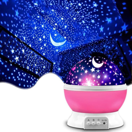 TG56632-2 LAMPKA NOCNA PROJEKTOR GWIAZD NIEBA OBROTOWA 360 RÓŻ