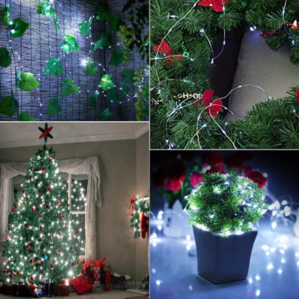 TG66259-1 LAMPKI CHOINKOWE Na DRUCIKU 10 LED MIKRO GIRLANDA ZIMNY BIAŁY + baterie