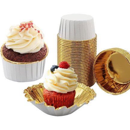 TG80292-5 PAPILOTKI DO MUFFINEK ZŁOTE KUBECZKI FOREMKI NA BABECZKI ZŁOTY 50szt