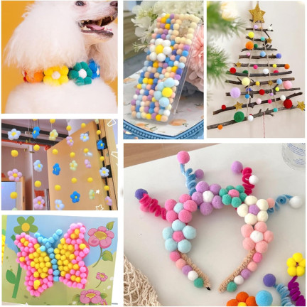 TG80413 POMPONY POMPONIKI DEKORACYJNE PASTELOWE MINI MIX 1-3CM 450SZT