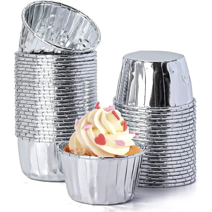 TG80292-3 PAPILOTKI DO MUFFINEK SREBRNE KUBECZKI FOREMKI NA BABECZKI FORMA 50SZT