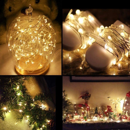 TG66259-2 LAMPKI CHOINKOWE na DRUCIKU 10 LED ŚWIATEŁKA GIRLANDA CIEPŁY BIAŁY baterie