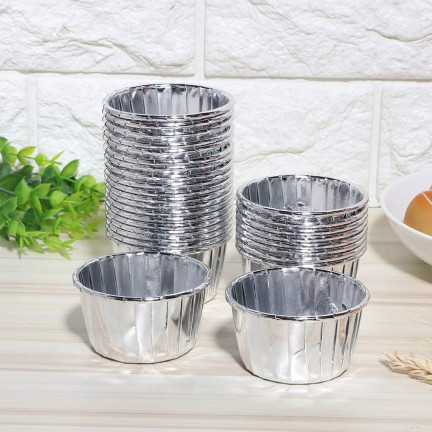 TG80292-3 PAPILOTKI DO MUFFINEK SREBRNE KUBECZKI FOREMKI NA BABECZKI FORMA 50SZT