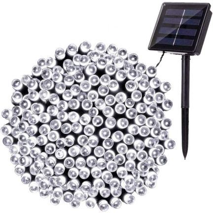 TG63193-1 LAMPKI CHOINKOWE SOLARNE 500 LED 52m GIRLANDA ZIMNE BIAŁE 8 FUNKCJI