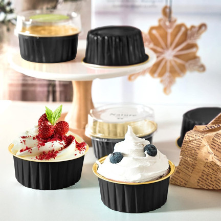 TG80292-2 ZŁOTO-CZARNE PAPILOTKI DO MUFFINEK KUBECZKI FOREMKI NA BABECZKI 50SZT