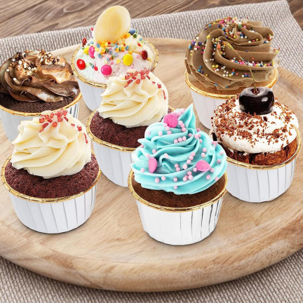 TG80292-5 PAPILOTKI DO MUFFINEK ZŁOTE KUBECZKI FOREMKI NA BABECZKI ZŁOTY 50szt