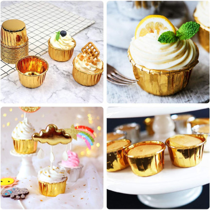 TG80292-1 PAPILOTKI DO MUFFINEK KUBECZKI FOREMKI NA BABECZKI GOLD 50SZT