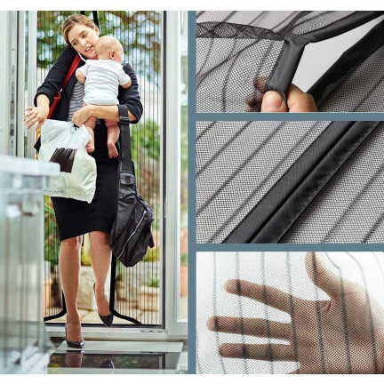 TG64366 Moskitiera na drzwi okno balkonowe, bardzo mocna solidna siatka, do docięcia 80/90/100 x 210/220 czarna