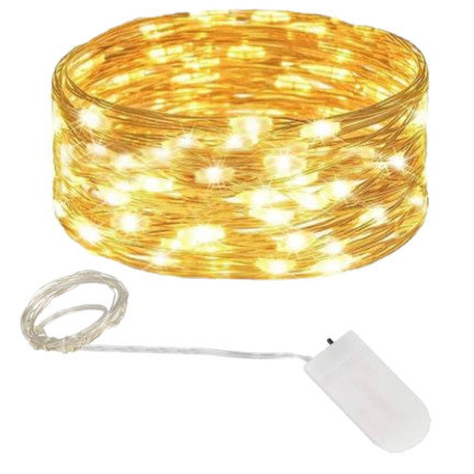 TG66259-2 LAMPKI CHOINKOWE na DRUCIKU 10 LED ŚWIATEŁKA GIRLANDA CIEPŁY BIAŁY baterie