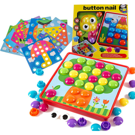 TG67283 UKŁADANKA GUZIKOWA MOZAIKA EDUKACYJNA GRZYBKI PUZZLE PINEZKI GRA MONTESSORI