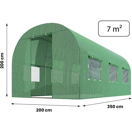 TUN5576 TUNEL FOLIOWY SZKLARNIA OGRODOWA 3,5x2m FOLIAK NAMIOT WARZYWA ROZSADY 7m2