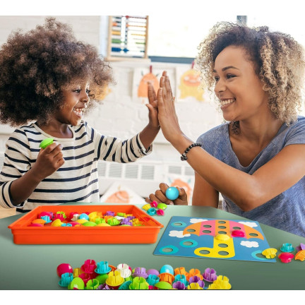 TG67283 UKŁADANKA GUZIKOWA MOZAIKA EDUKACYJNA GRZYBKI PUZZLE PINEZKI GRA MONTESSORI