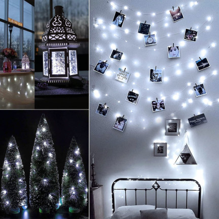 TG66254-1 LAMPKI CHOINKOWE Na DRUCIKU 40 LED MIKRO GIRLANDA ZIMNY BIAŁY ŚWIATEŁKA AA