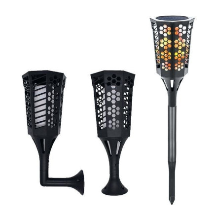 TG67269 Lampa solarna, pochodnia LED 3w1, wbijana latarnia, kinkiet, latarenka
