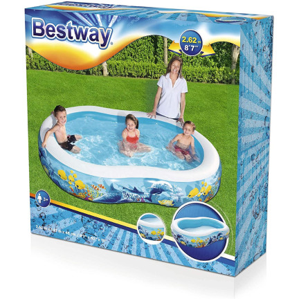 54118 DUŻY BASEN BASENIK DMUCHANY DLA DZIECKA OGRODOWY 262x157 BESTWAY RYBKI
