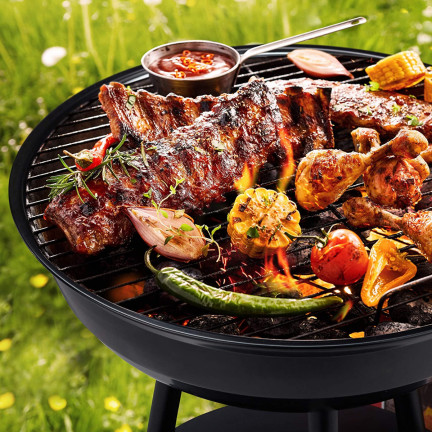 TG56276 Grill węglowy ogrodowy, okrągły z pokrywą, popielnik