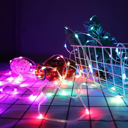 Lampki choinkowe led smart, 100l, multikolor, z pilotem, USB, 10+0,6m