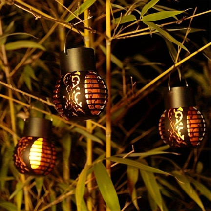 TG60446 Lampa solarna, pochodnia, lampka led wisząca, lampion loft, ażur
