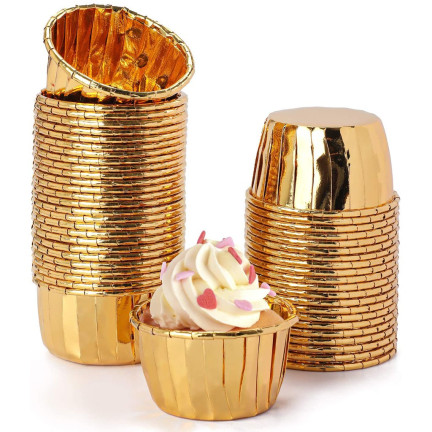 TG80292-1 PAPILOTKI DO MUFFINEK KUBECZKI FOREMKI NA BABECZKI GOLD 50SZT