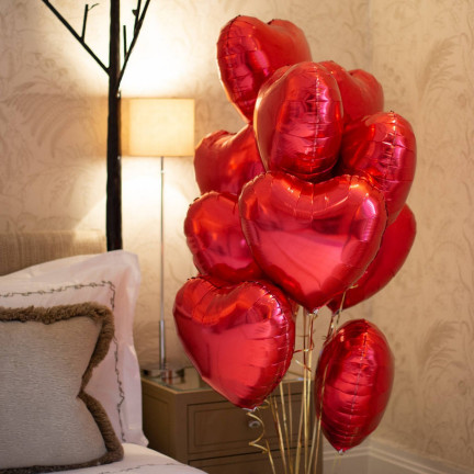 TG66235-2 BALON FOLIOWY SERCE CZERWONY SERDUSZKO NA HEL