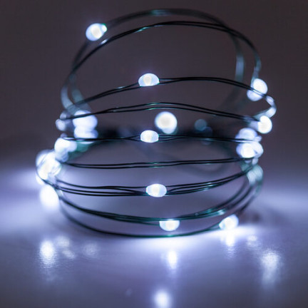 TG73524-1 LAMPKI CHOINKOWE ZIELONY DRUCIK NA BATERIE ZIMNE ŚWIATŁO BIAŁE 40LED