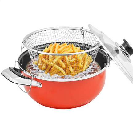 WW29 GARNEK DO SMAŻENIA FRYTEK RYB KURCZAKA PĄCZKÓW SITKO FRYTKOWNICA + KOSZYK
