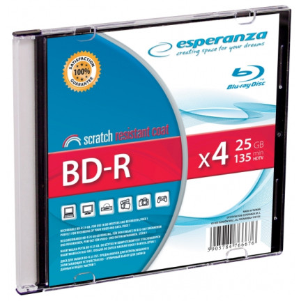 BDR0016 BD-R ESPERANZA 25GB X4 - SLIM CASE 1 SZT.