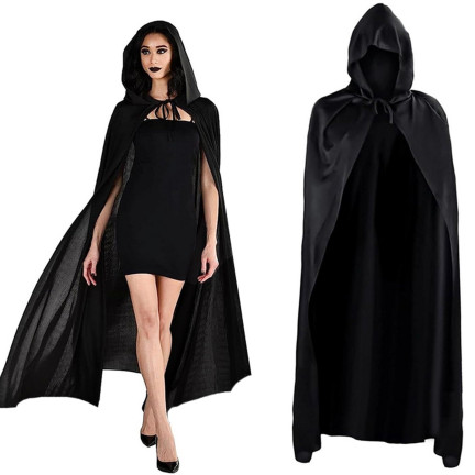 Peleryna z kapturem, czarna, dla czarodziejki, dla wampira, przebranie Halloween, uniwersalna
