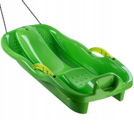 ISRS-361C SANKI ŚLIZGI Z HAMULCEM ZIELONE PLASTIKOWE z RĄCZKĄ I SZNURKIEM NA ZIMĘ
