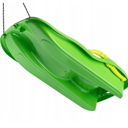 ISRS-361C SANKI ŚLIZGI Z HAMULCEM ZIELONE PLASTIKOWE z RĄCZKĄ I SZNURKIEM NA ZIMĘ
