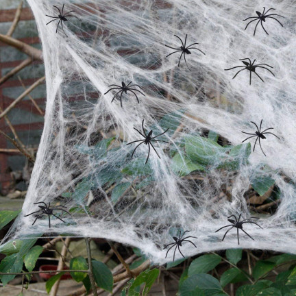 HL17 SZTUCZNA PAJĘCZYNA SIEĆ 4 PAJĄKI HALLOWEEN DEKORACJA