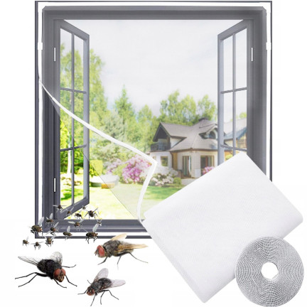 NN15 Moskitiera na okno, siatka 150X150cm przeciw owadom muchom, na komary owady+rzep